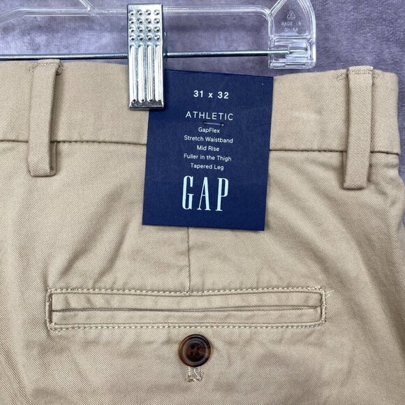 GAP GAPFLEX5 Pants Mens 31x32 Athletic Fit Tan Stretch Taper Flat Front NEW - Picture 9 of 12